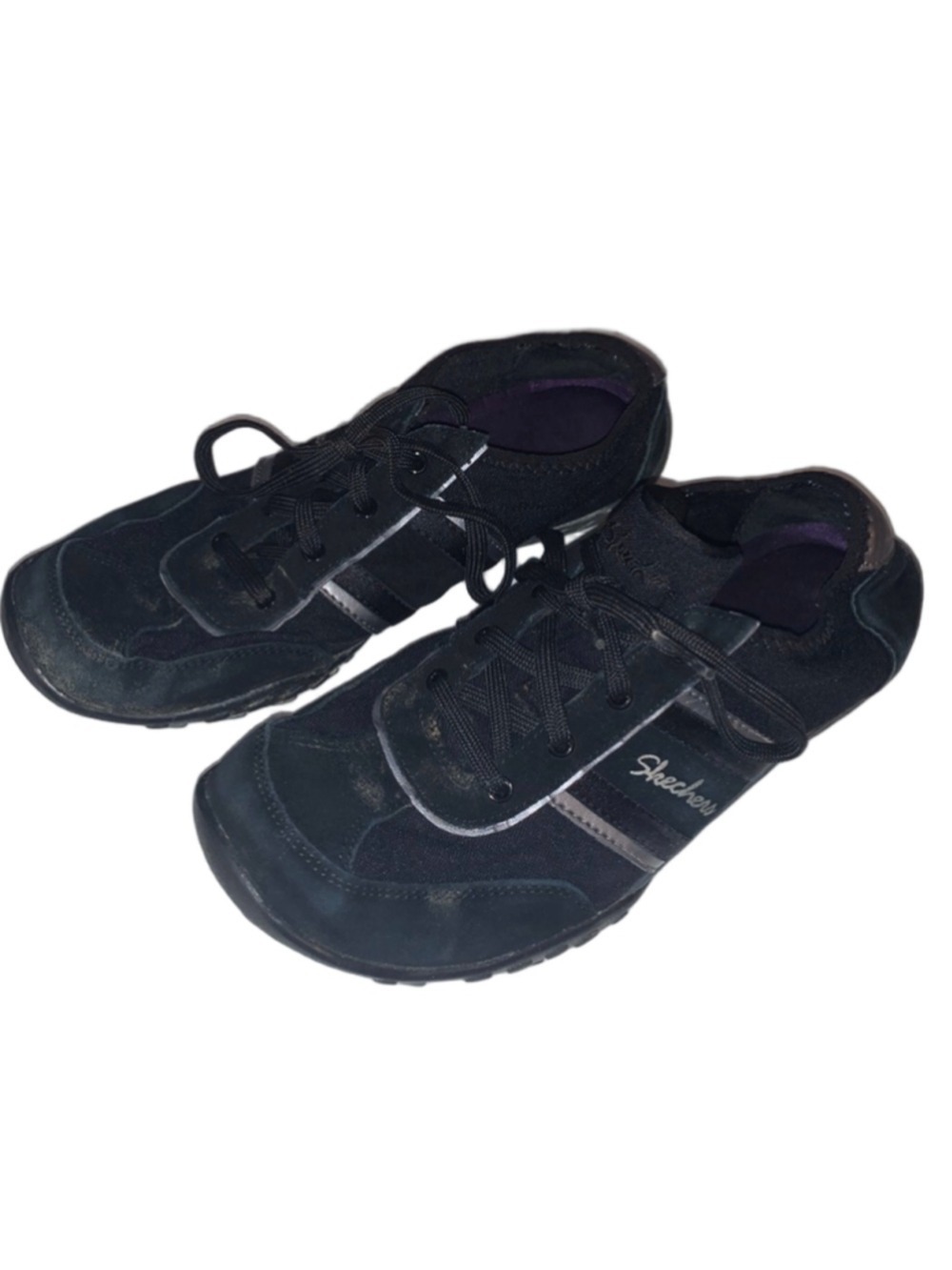 Women's Skechers Black & Silver Sneakers Size 9